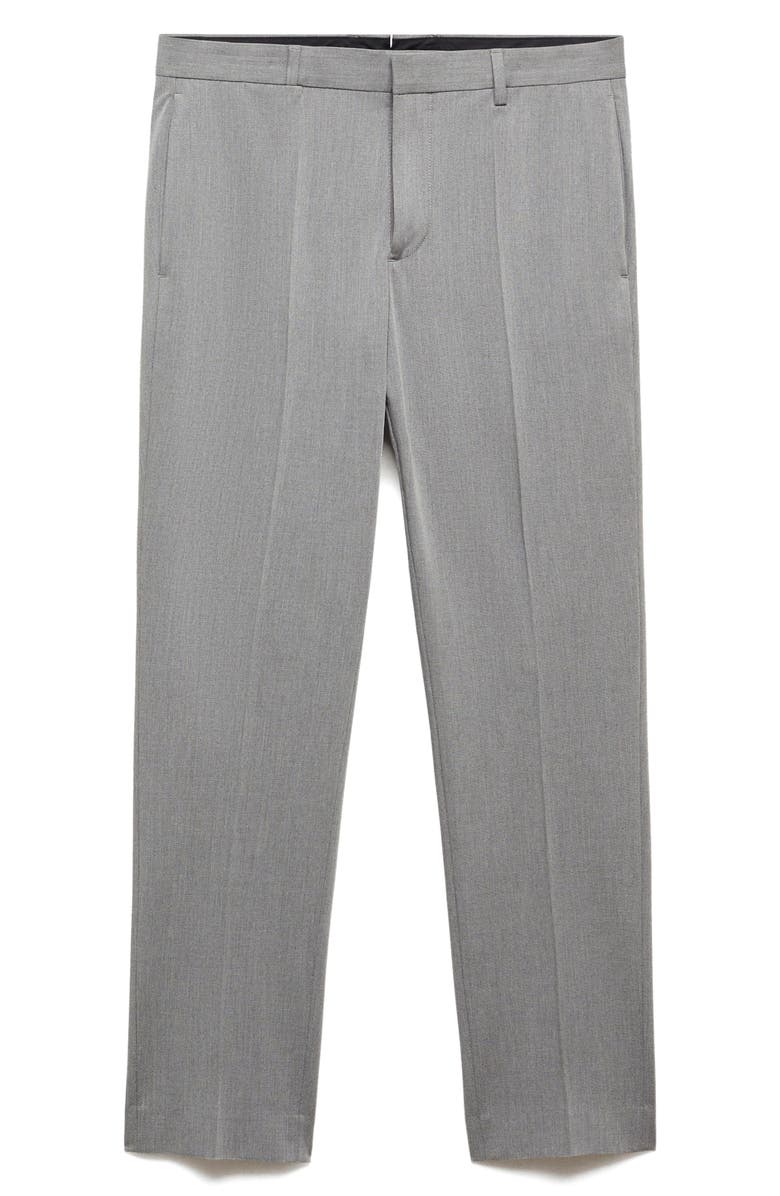 MANGO Superslim Fit Flat Front Stretch Dress Pants, Alternate, color, Grey