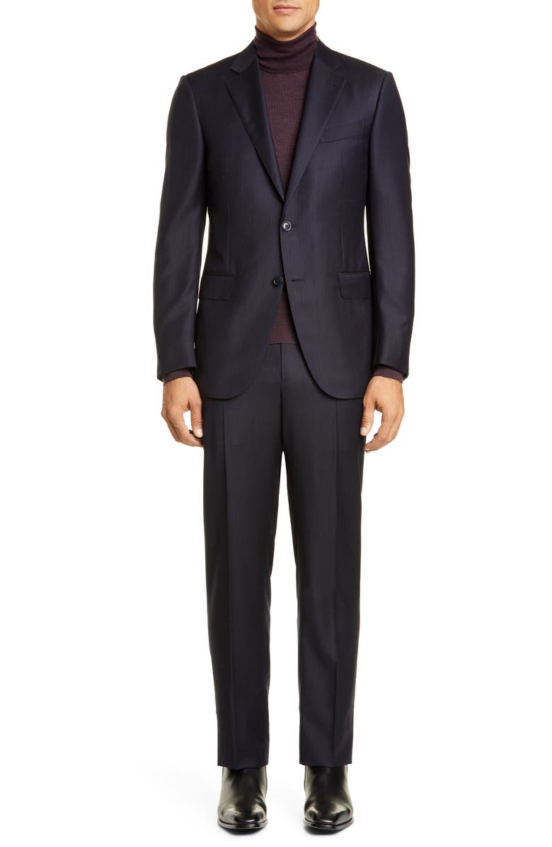 ZEGNA Ermenegildo Zegna Milano Classic Fit Stripe Wool & Silk Suit, Main, color,