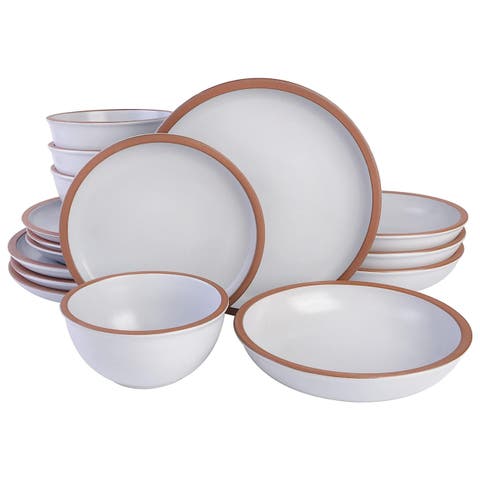 Lagos 16 Piece Terracotta Double Bowl Dinnerware Set