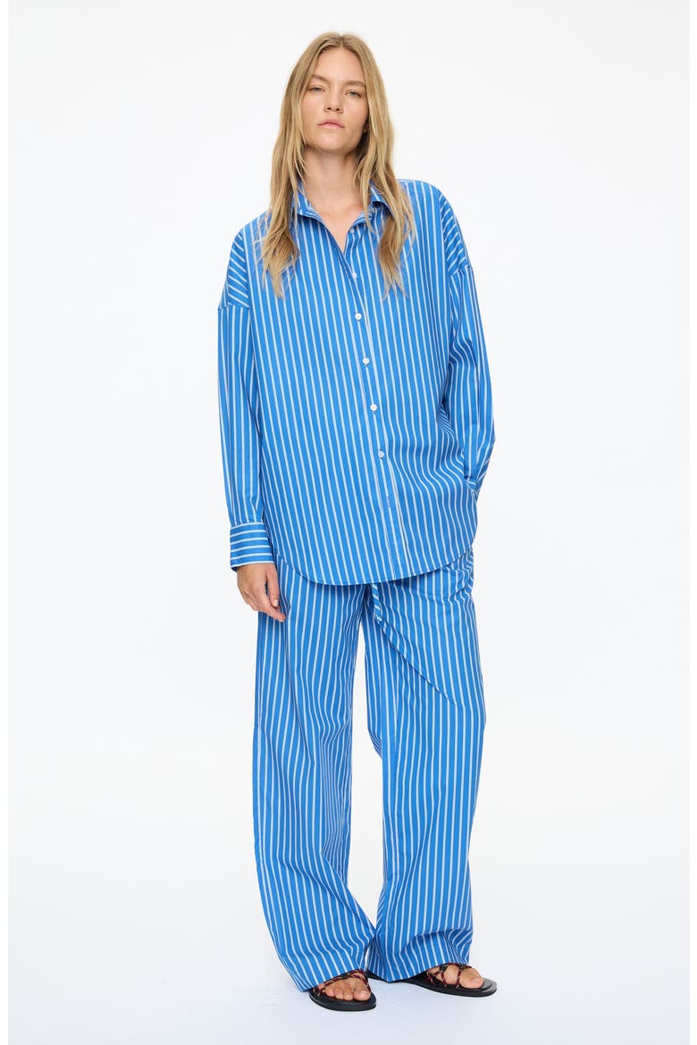 Mara Striped Long Sleeve Cotton Shirt, Alternate, color, INK BLUE/ SKY/ NAVY/ NATURAL