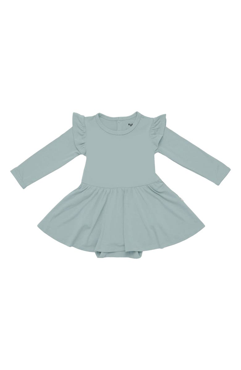 Kyte BABY Glacier Long Sleeve Skirted Bodysuit, Main, color, Glacier