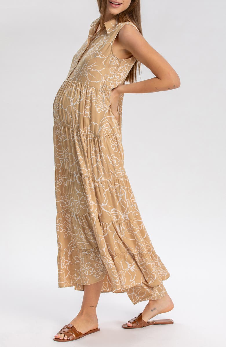 PIETRO BRUNELLI MATERNITY Button Down Maternity Dress, Alternate, color, Brown