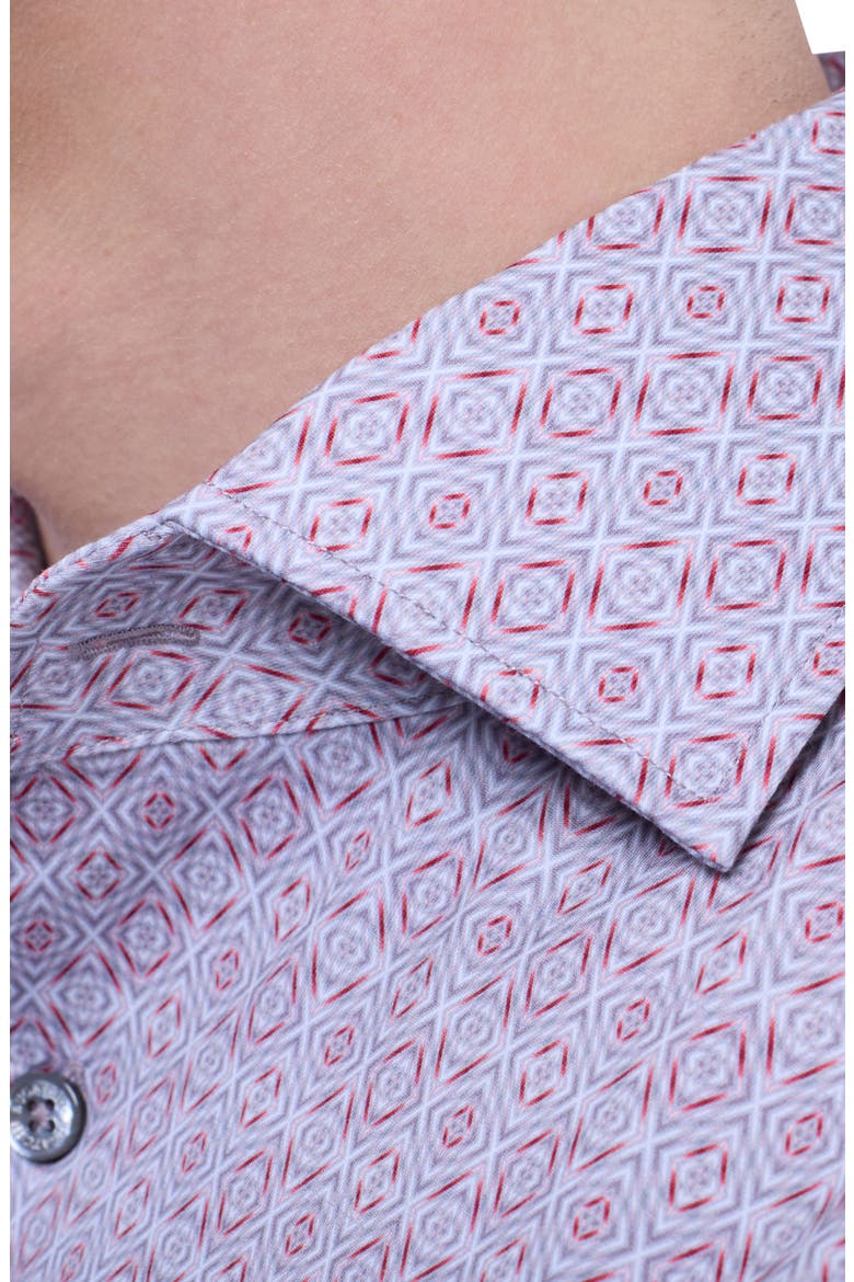 Devon OoohCotton® Geo Print Button-Up Shirt, Alternate, color, WOOD ROSE