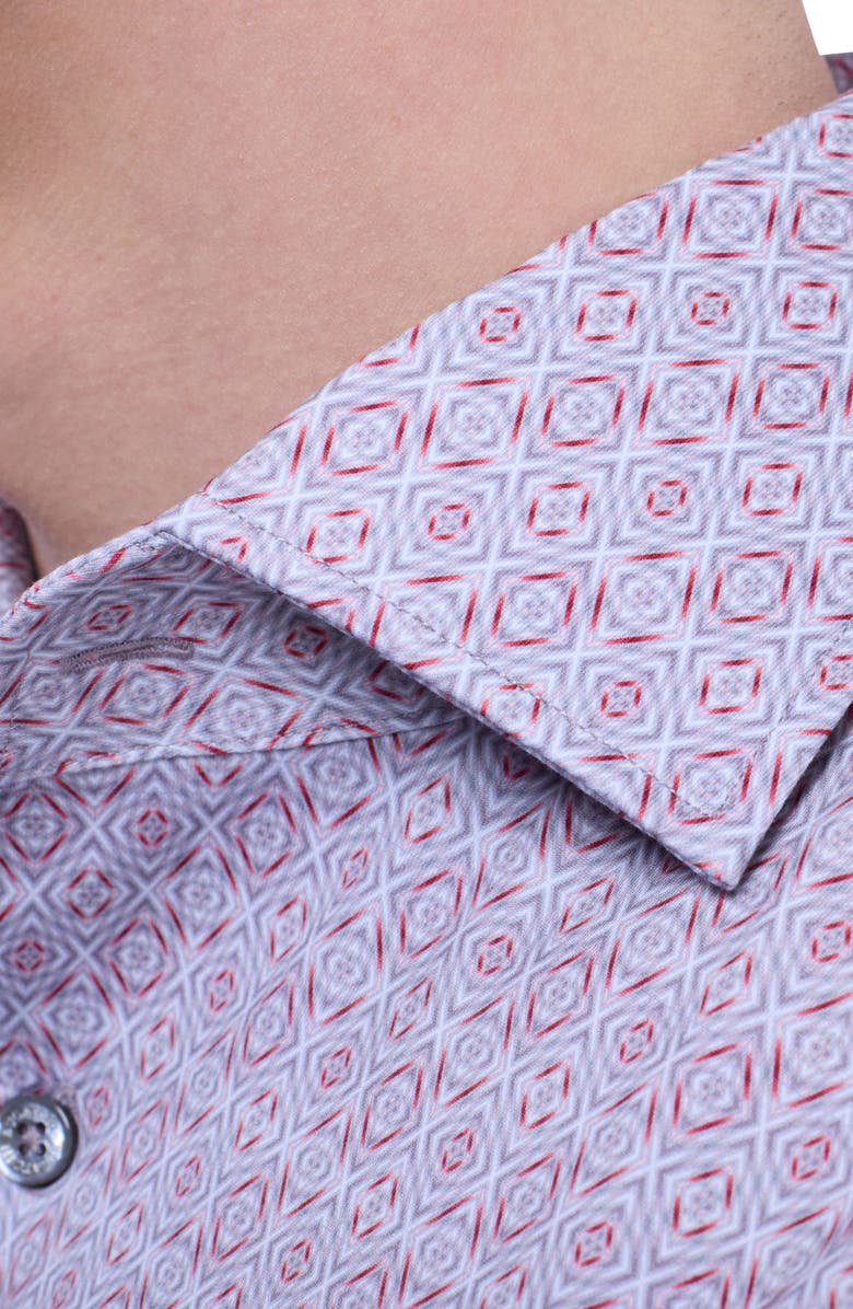 Bugatchi Devon OoohCotton<sup>®</sup> Geo Print Button-Up Shirt, Alternate, color, Wood Rose