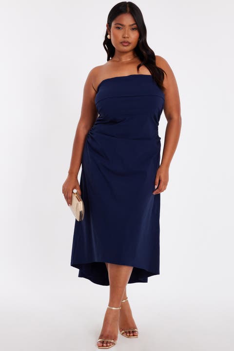 Plus Size Bandeau Dip Hem Dress