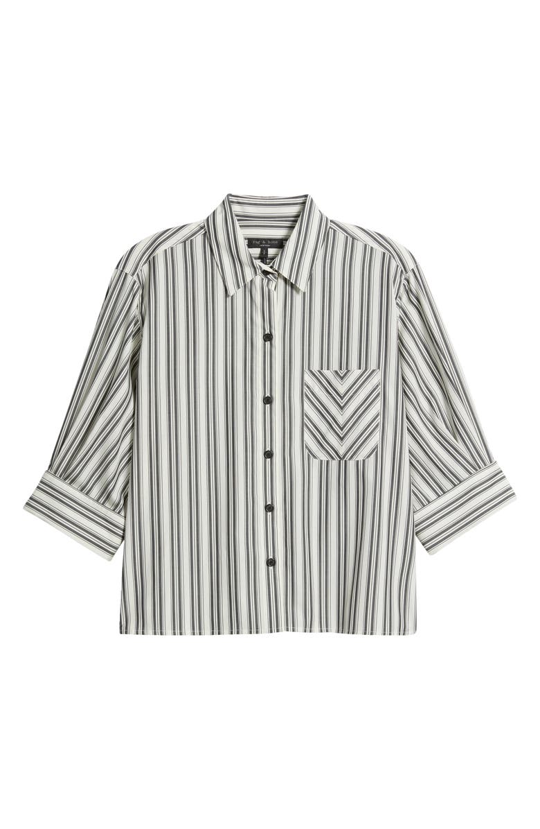 rag & bone Lucia Stripe Cotton Poplin Button-Up Shirt, Main, color, Charcoal Stripe