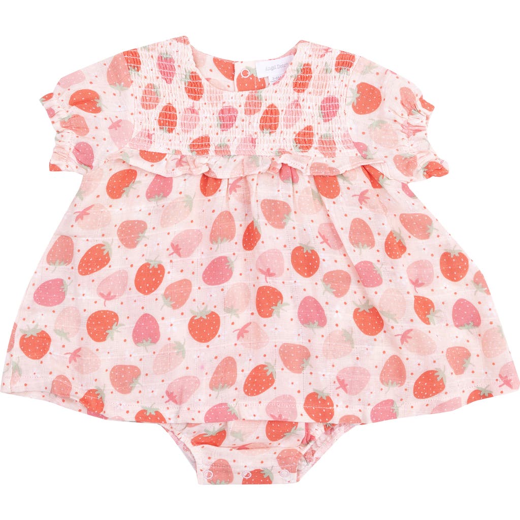 Shop Angel Dear Strawberry Organic Cotton Muslin Skirted Bodysuit In Red