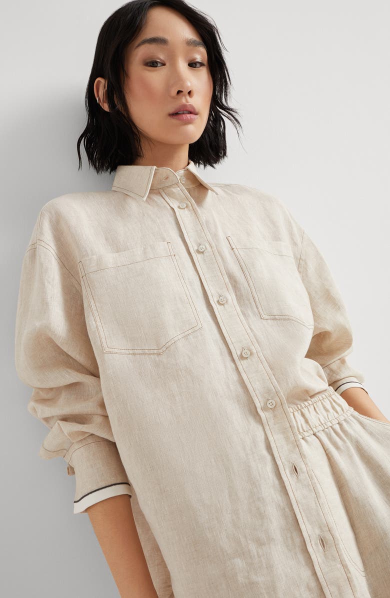 Brunello Cucinelli Linen shirt with monili, Alternate, color, 