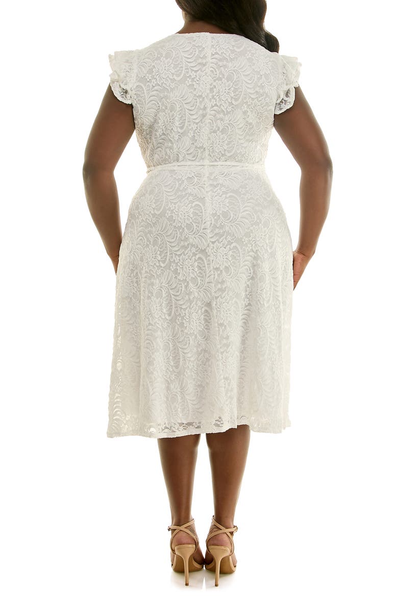 Fit and Flare Lace Dress, Alternate, color, WHITE