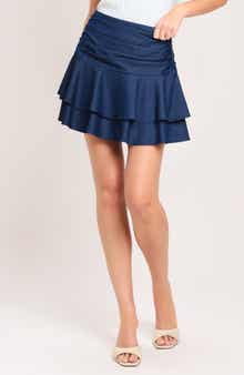 Ruched Tiered Ruffle Skort
