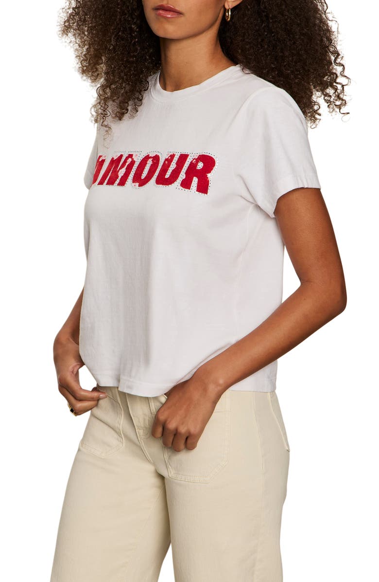 Sanctuary Beaded Amour Organic Cotton Graphic T-Shirt, Alternate, color, White/ Cherry Lacquer