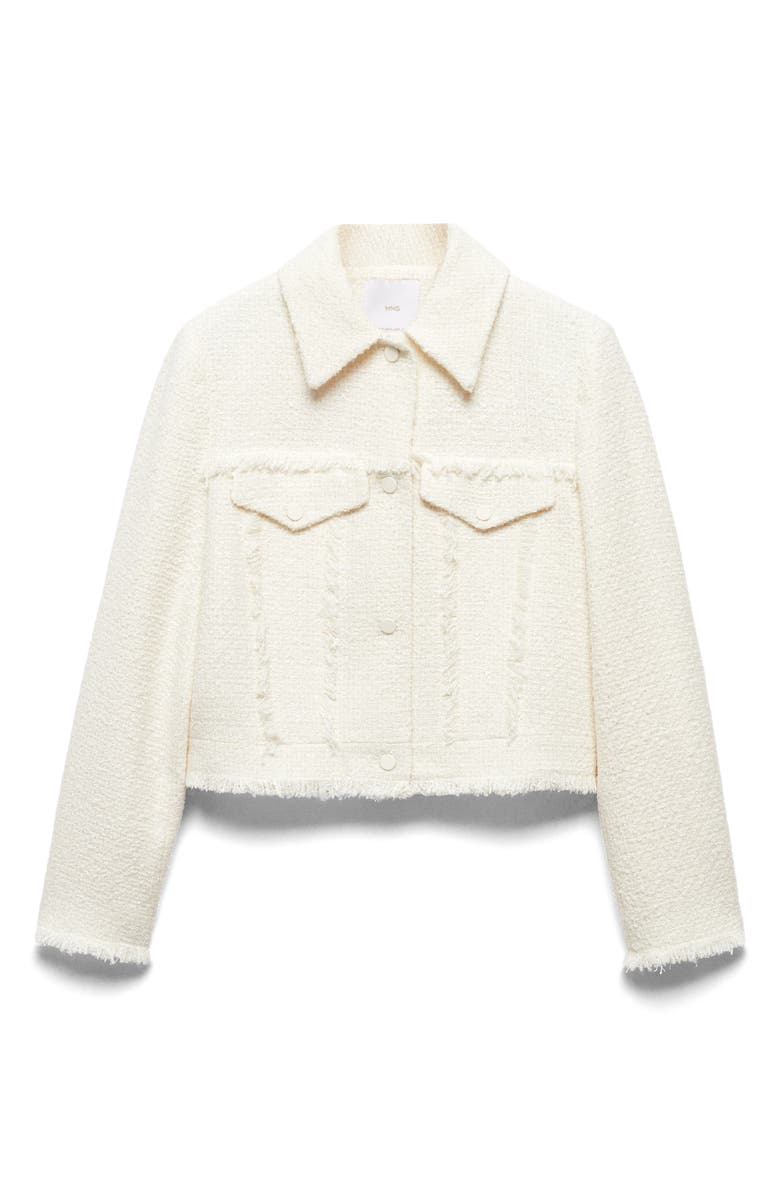 MANGO Fringed Seams Tweed Crop Jacket, Alternate, color, 