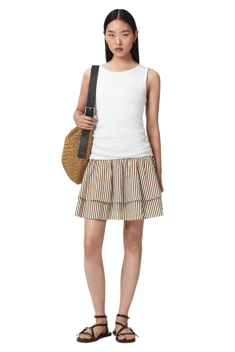 Kali Stripe Miniskirt, Alternate, color, PENNY BROWN/ WHITE