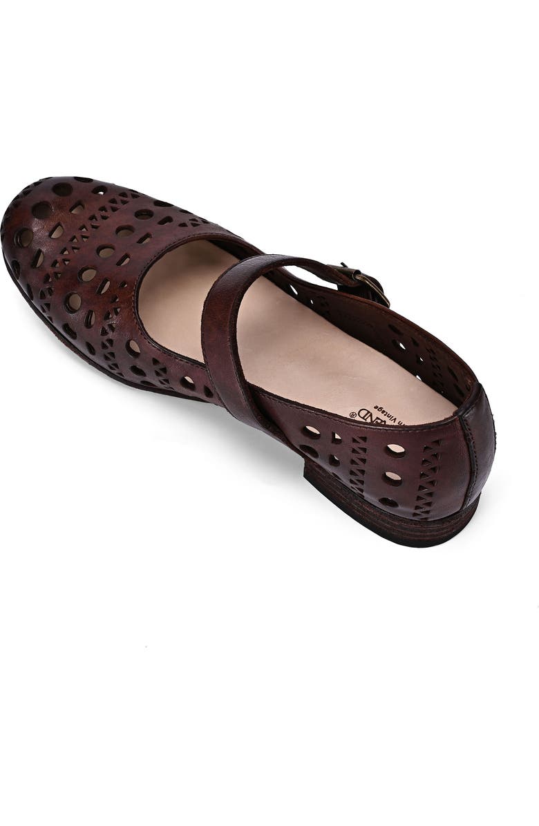 OLD TREND Retro Genuine Leather Breathable Cutout Mary Jane Flat, Alternate, color, Coffee