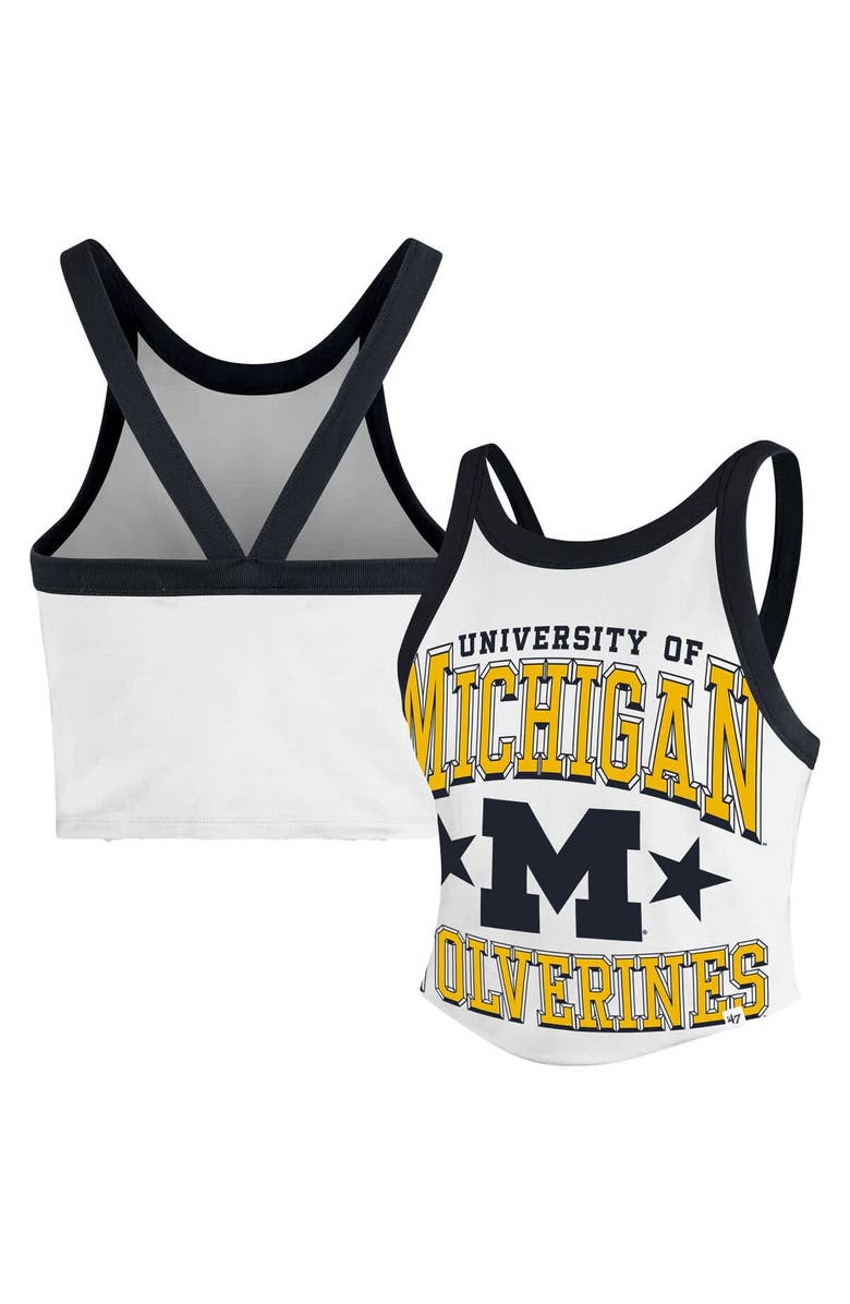 '47 Women's '47 White Michigan Wolverines Energize Sporty Cropped Racerback Tank Top, Main, color, White