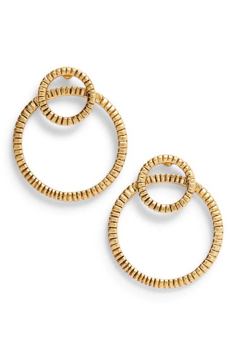 Double Hoop Earrings, Main, color, GOLD