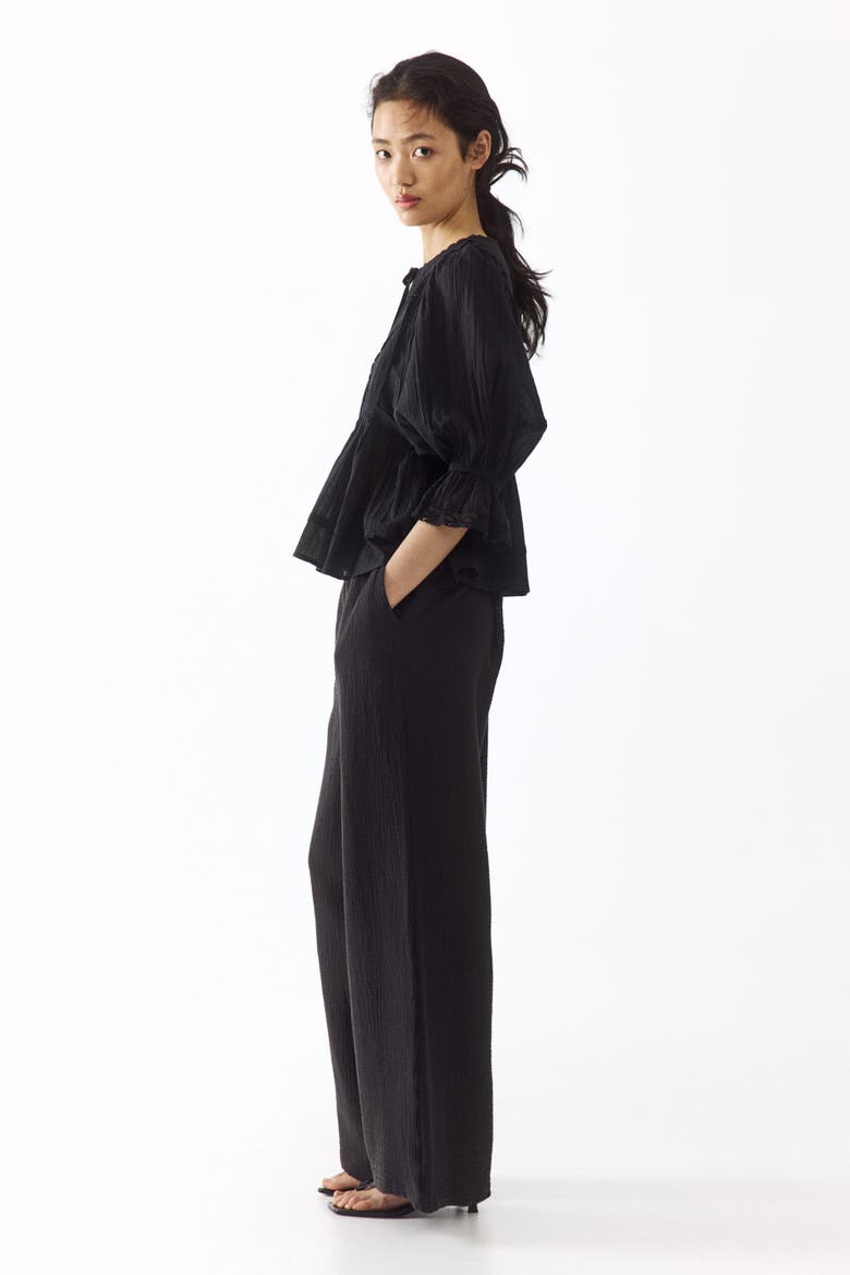 Straight-leg Muslin Pants, Alternate, color, Nearly black