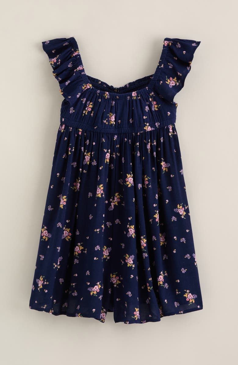 Treasure & Bond Kids' Flutter Sleeve Romper, Alternate, color, Navy Denim Field Flowers