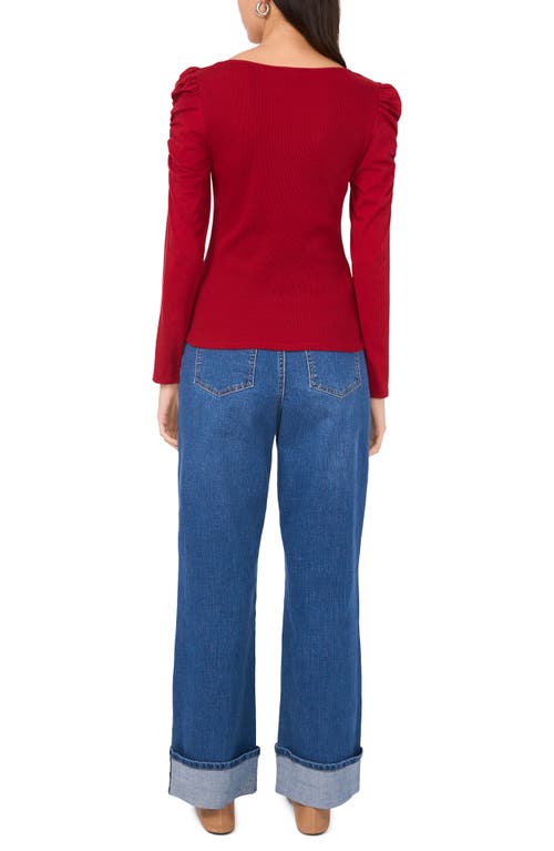1.state Scoop Neck Puff Sleeve Top In Red Dahlia