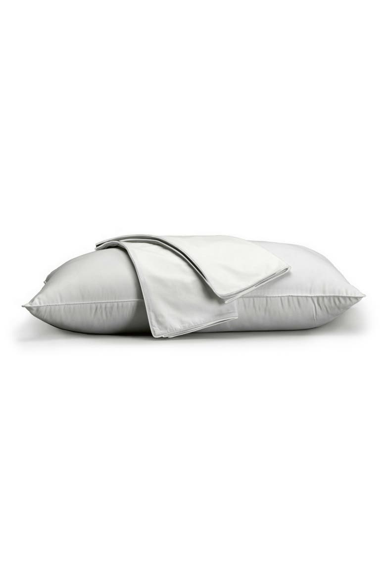 White Cotton Percale Standard Pillow Protector - Set of 2, Main, color, WHITE