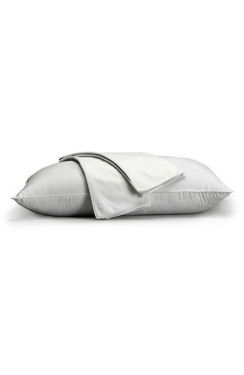 White Cotton Percale Standard Pillow Protector - Set of 2