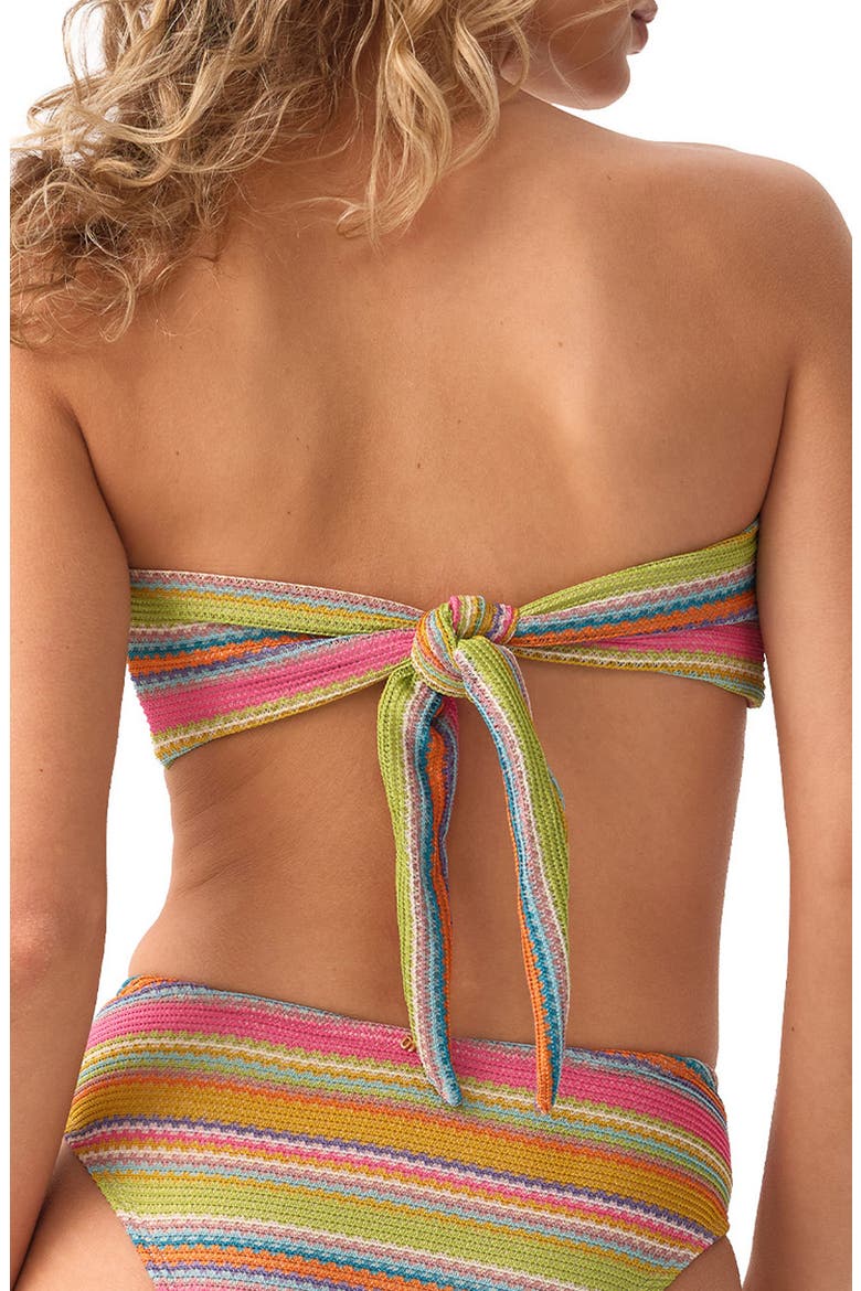 Rainbow Stripe Bandeau Bikini Top, Alternate, color, RAINBOW