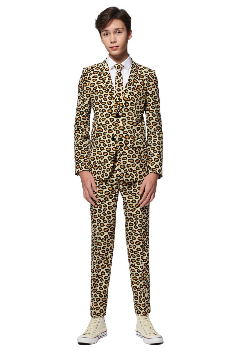 Kids' The Jag Two-Piece Suit with Tie, Main, color, LEOPARD