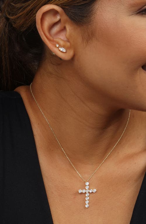 Melinda Maria Oh She Fancy Small Cubic Zirconia Cross Pendant Necklace In Goldhite