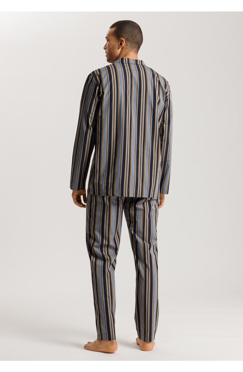 Hanro Night And Day Notch Collar Cotton Pajama Set, Alternate, color, Ocean Stripe