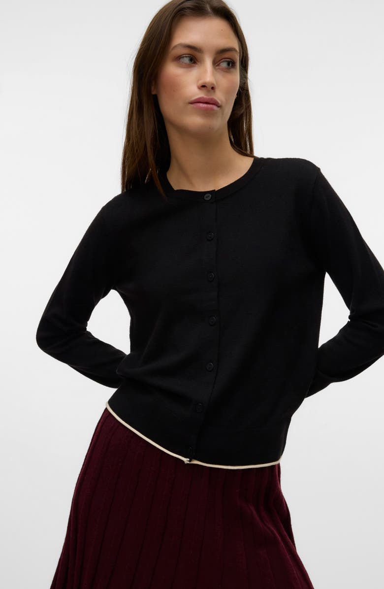 VERO MODA Breeze Cardigan, Alternate, color, Black Detail W Birch