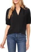 CeCe Ruffle Split Neck Blouse