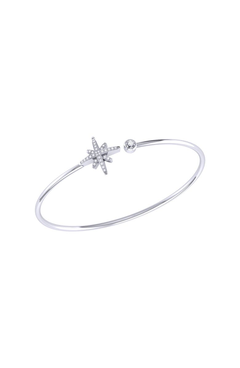 LuvMyJewelry North Star Sterling Silver Diamond Adjustable Cuff, Main, color, 