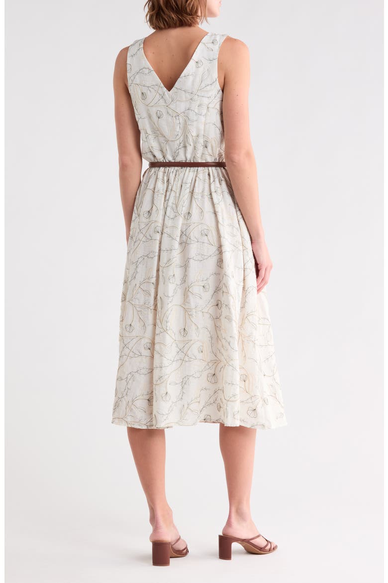 Floral Embroidered Sleeveless Belted Midi Dress, Alternate, color, VINE PARTY