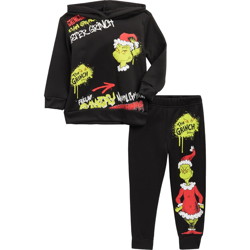 Assorted Kids' The Grinch Christmas Hoodie & Joggers Set In Black