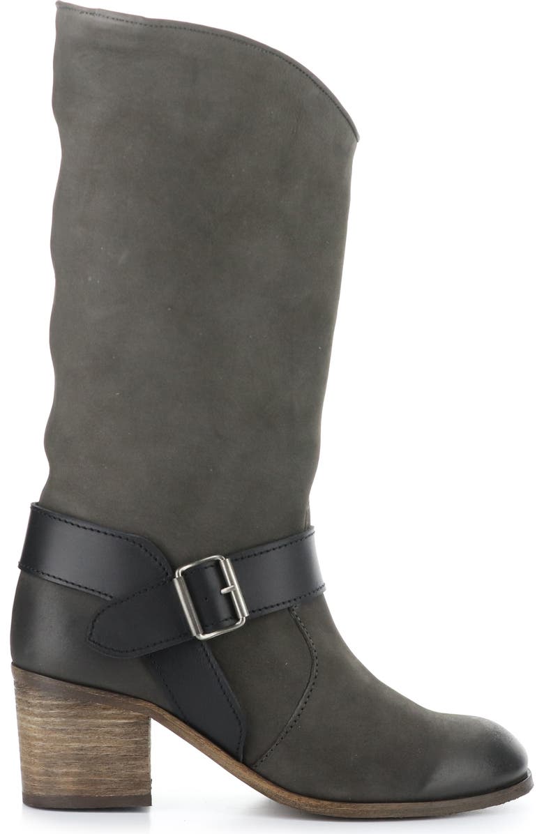 Fly London Harness Belt Block Heel Boot, Alternate, color, 002 Grey/ Black Oil Nobuck