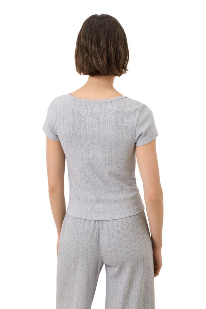 Organic Cotton Pointelle Scoop Neck Tee, Alternate, color, Heather Grey
