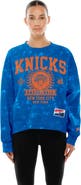 New Era Women's New Era Blue New York Knicks Throwback Collection Mineral Wash Crewneck Sweatshirt