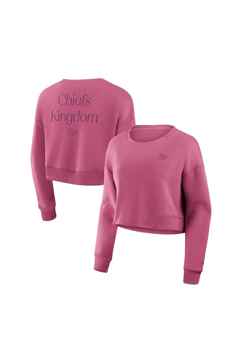 Women's Fanatics Pink Kansas City Chiefs Studio Tri-Blend Cropped Pullover Sweatshirt, Main, color, Pink