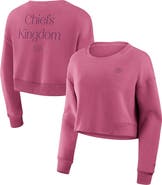 FANATICS Women's Fanatics Pink Kansas City Chiefs Studio Tri-Blend Cropped Pullover Sweatshirt