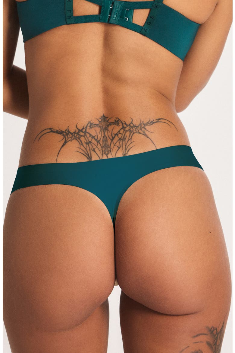 Microfiber No-Show Thong, Alternate, color, GREEN DEMEANOR