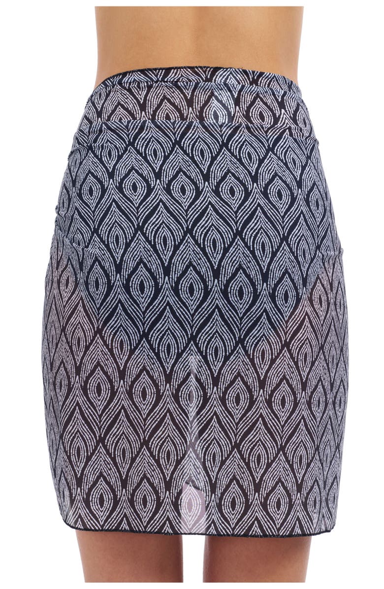 Profile by Gottex Plume Sarong Wrap Mesh Skirt, Alternate, color, Black White