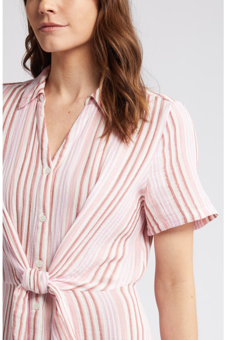 Stripe Cotton Gauze Shirtdress, Alternate, color, IVORY CLOUD- PINK VERA STRIPE