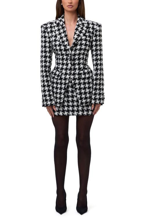 Naked Wardrobe Houndstooth Check Tweed Blazer In Black