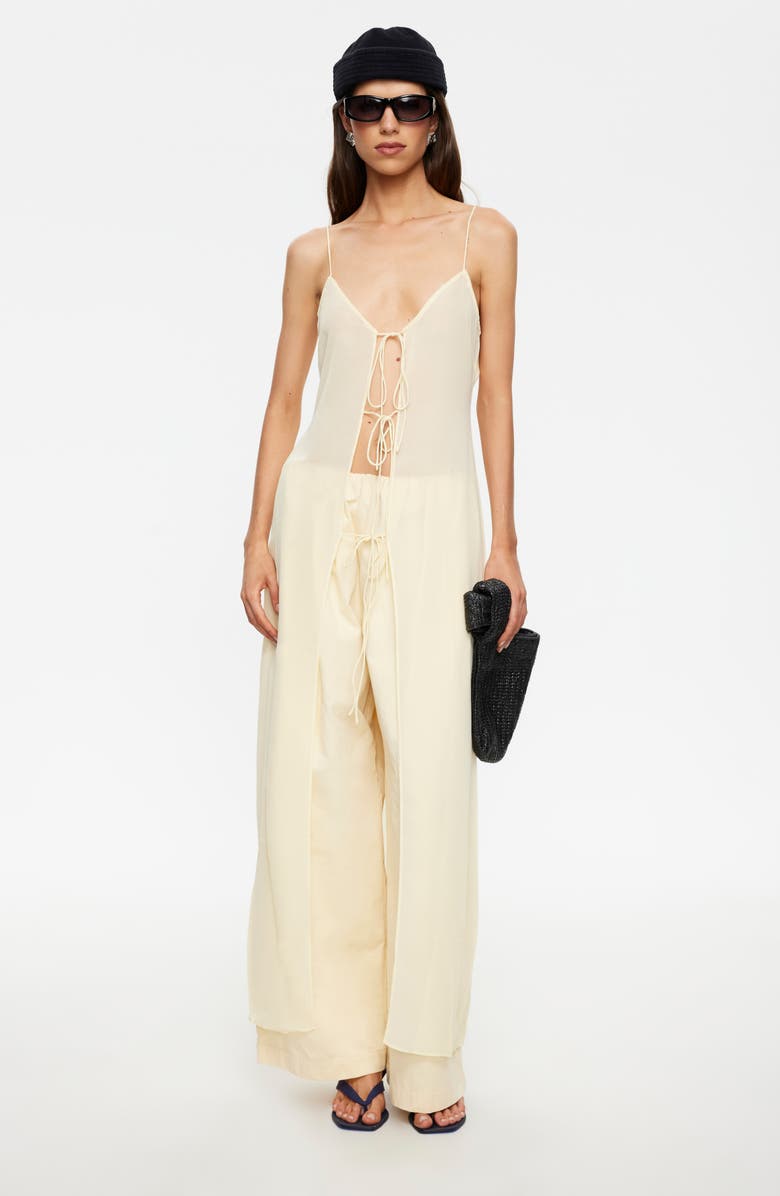 LIONESS Dune Tie Front Maxi Camisole, Alternate, color, Lemontini