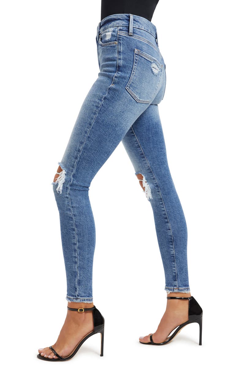Good American Good High Waist Ripped Skinny Jeans, Alternate, color, 
