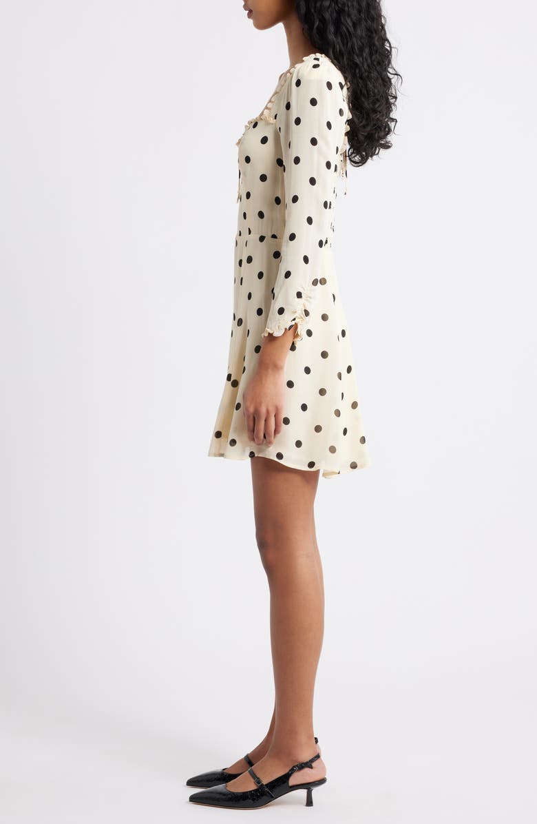 Reformation Remi Floral Long Sleeve Minidress, Alternate, color, Sundae Dot