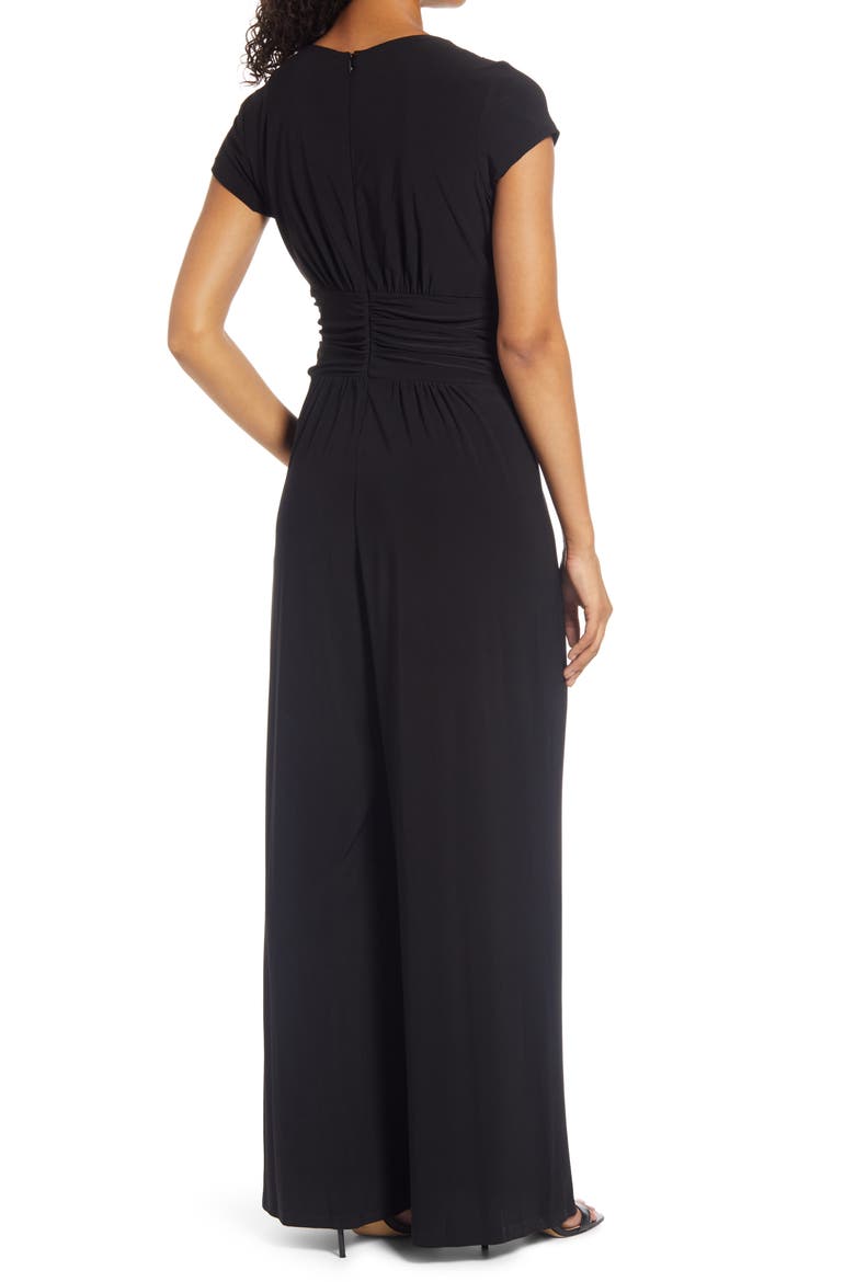 Twist Front Jersey Jumpsuit, Alternate, color, BLACK