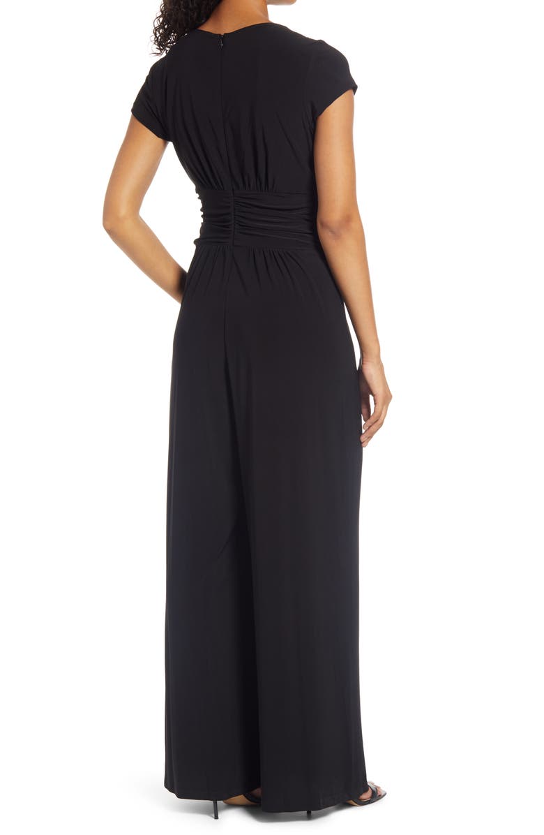Vince Camuto Twist Front Jersey Jumpsuit, Alternate, color, Black