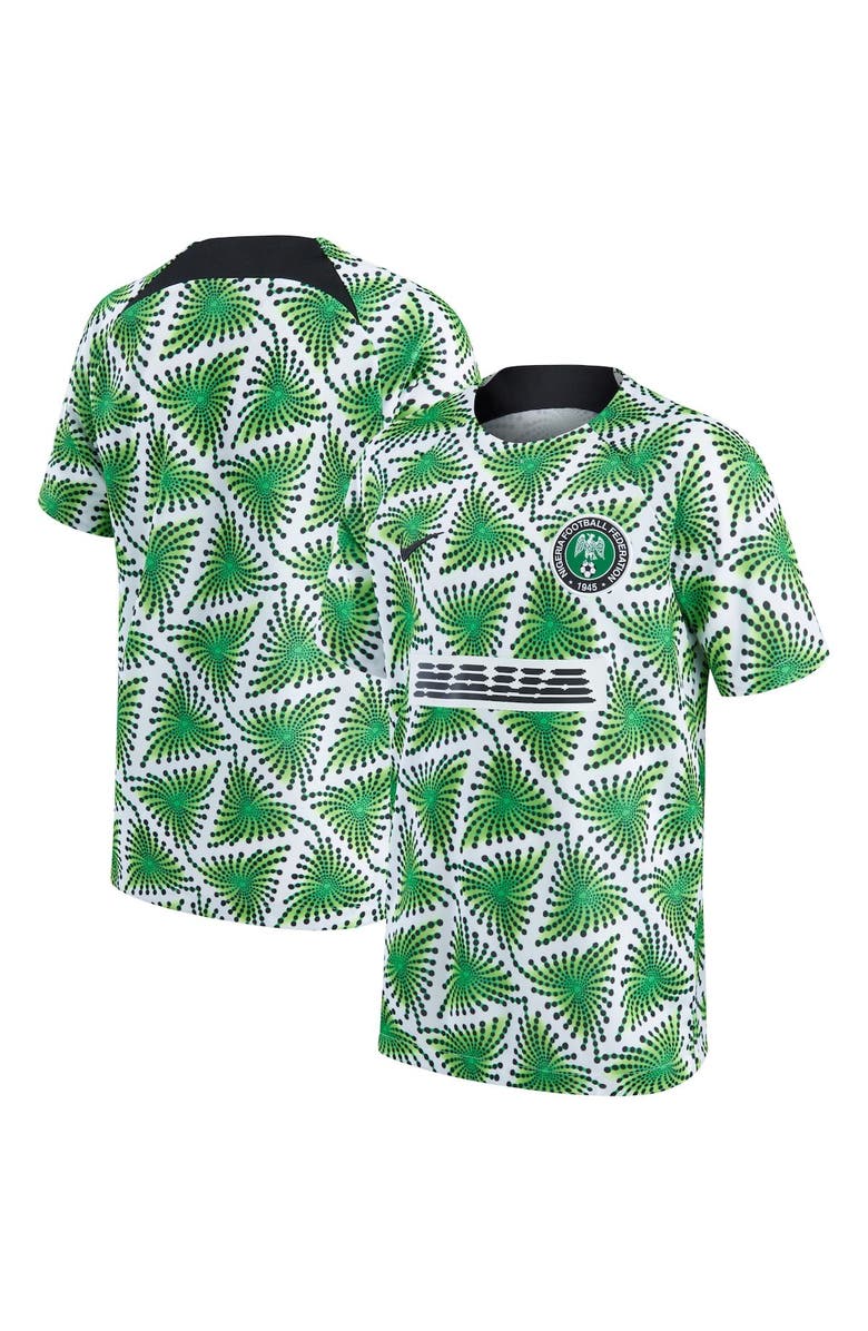 Nike Youth Nike White Nigeria National Team Pre-Match Top, Alternate, color, Green