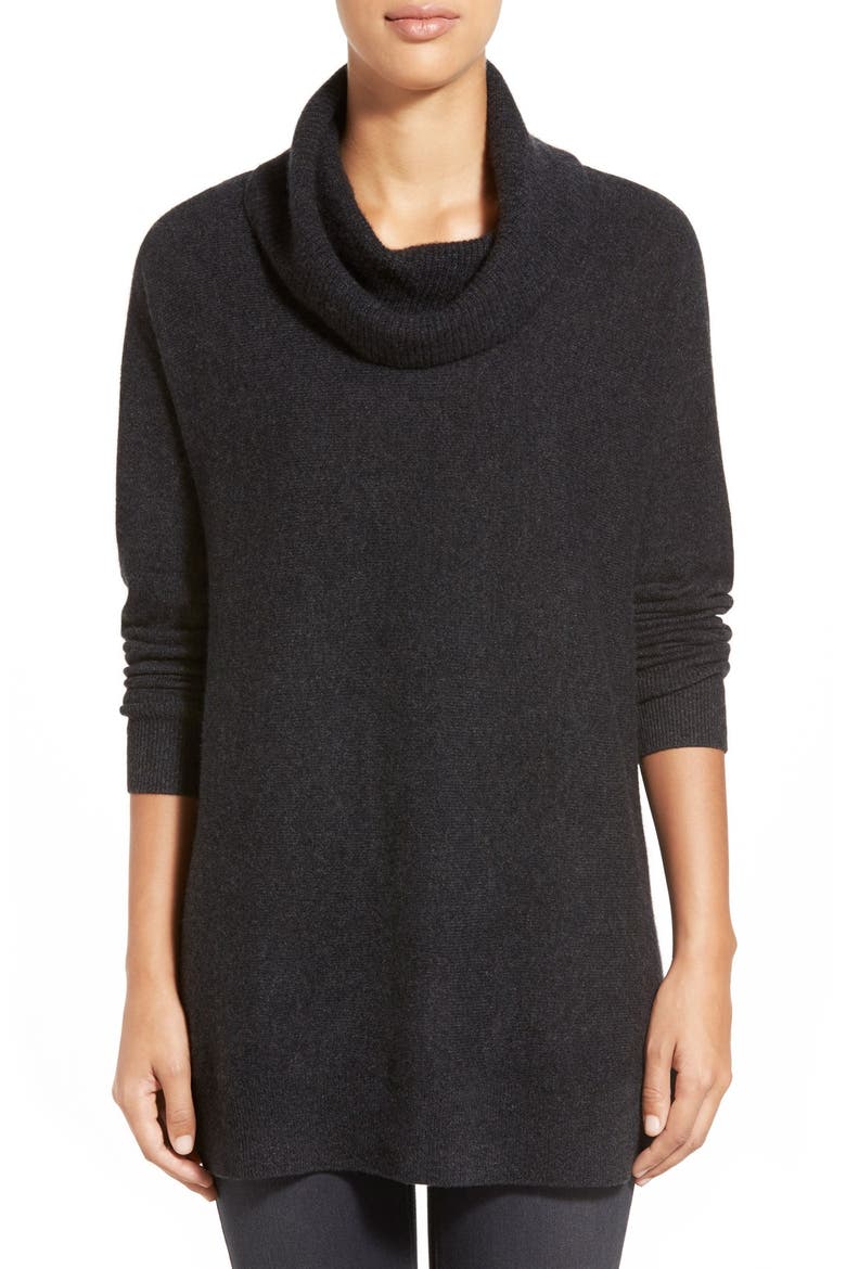 Cowl Neck Cashmere Tunic, Main, color, HEATHER CHARCOAL